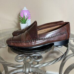 Stacy Adams Loafers Slip On Mens Size 10 M Brown Leather Snake Print Made Brazil
